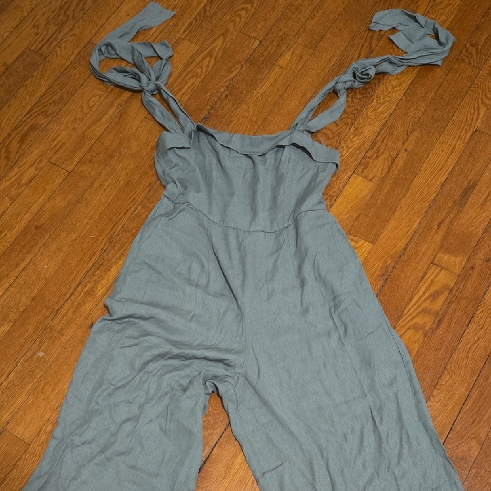 Trixxi Green Jumpsuit with Tie Shoulder Straps